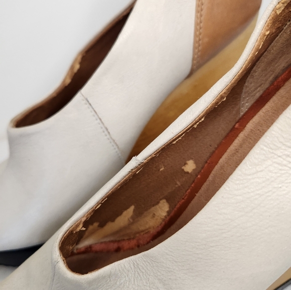 Leather Wedge Heels Cream & Tan - Picture 10 of 11